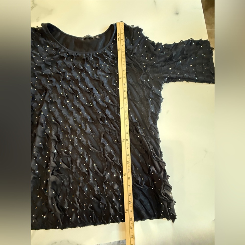 Plus Size Notations Black Ruffled Long Sleeve Sil… - image 6